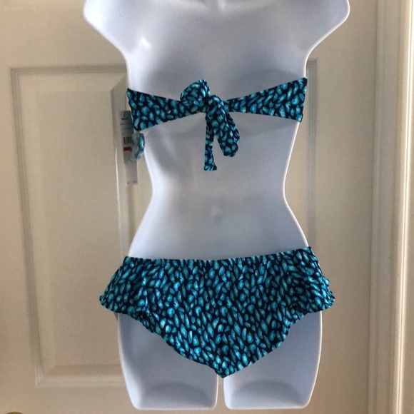 NWT DKNY Turquoise Cheetah Bandeau Bikini Sz XS - Picture 3 of 6